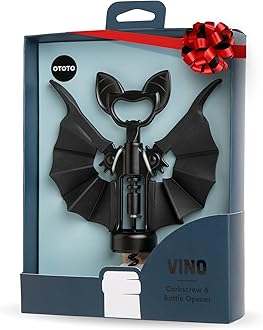 Vino Bat-Shaped Bottle Opener - Black Silicone with Metal - Design Award Winner