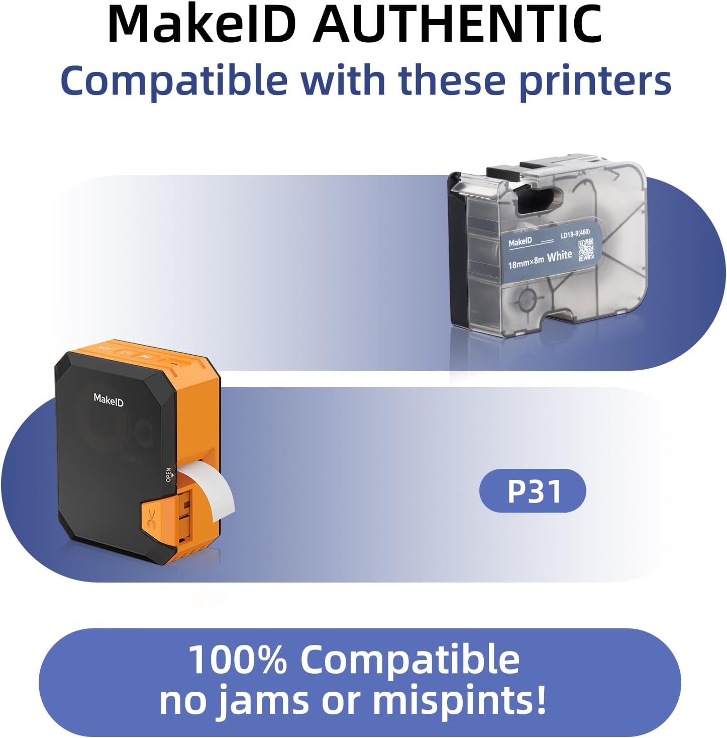 MakeID Wire and Cable P-Flag Polypropylene Labels 0.82" H x 1.65" W Black on White, 86 Labels/Roll, Adaptable for P20 P31 Industrial Label Makers