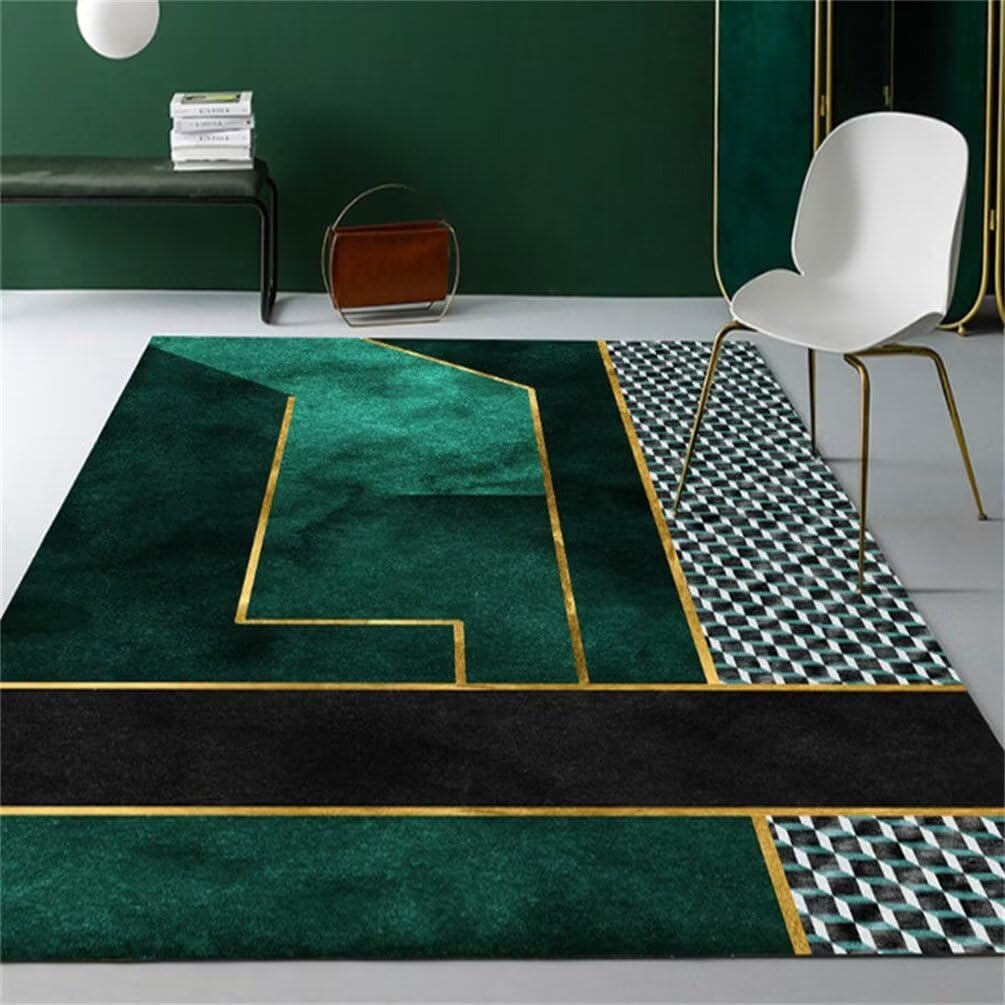RUGMRZ Soft Rugs Living Room large living room rugs 60x90CM large rugs for bedrooms green lounge rugs for wooden floors Modern geometric pattern stain-resistant and durable youth carpet