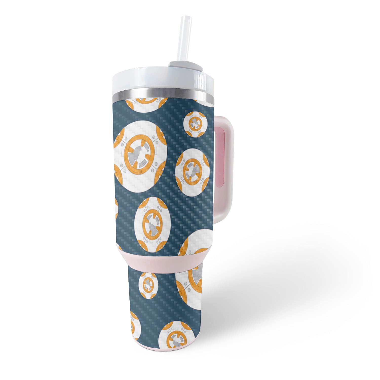 MightySkins Carbon Fiber Skin Compatible with Stanley The Quencher H2.0 FlowState 40 Oz Tumbler - Mini Galaxy Bots | Protective, Durable Textured Carbon Fiber Finish | Easy to Apply