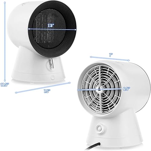 Miniatura 5 de GOFLAME Mini ventilador eléctrico de refrigeración con calentador de espacio, calentador de espacio 2 en 1 con termostato ajustable, calentador de