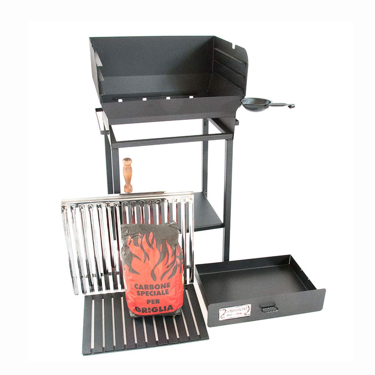 Cruccolini Family Barbecue a Carbone, Nero, 50x40x92 cm