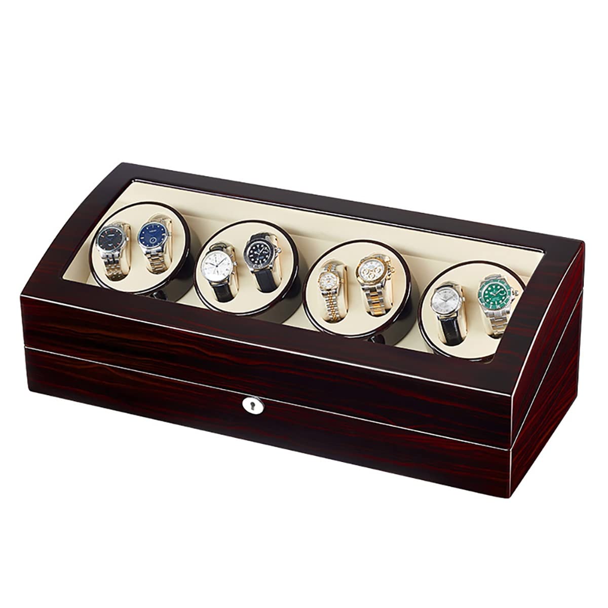 Caricatore Automatico per Orologi di Grande capacità per 8 Orologi + 9 scatole portaoggetti con Motore Silenzioso, Caricatore Automatico per Orologi da Polso, Scatola Rot，E