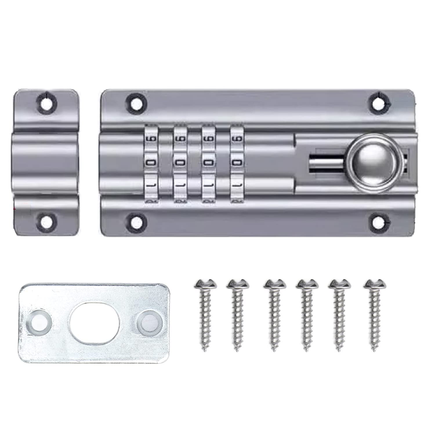 Store2508 Combination Lock 4 Digit Number Lock Latch Bolt for Cabinets Doors Bathroom Locker (Silver) (B0B6W6TK4Y) Amazon Price History, Amazon Price Tracker