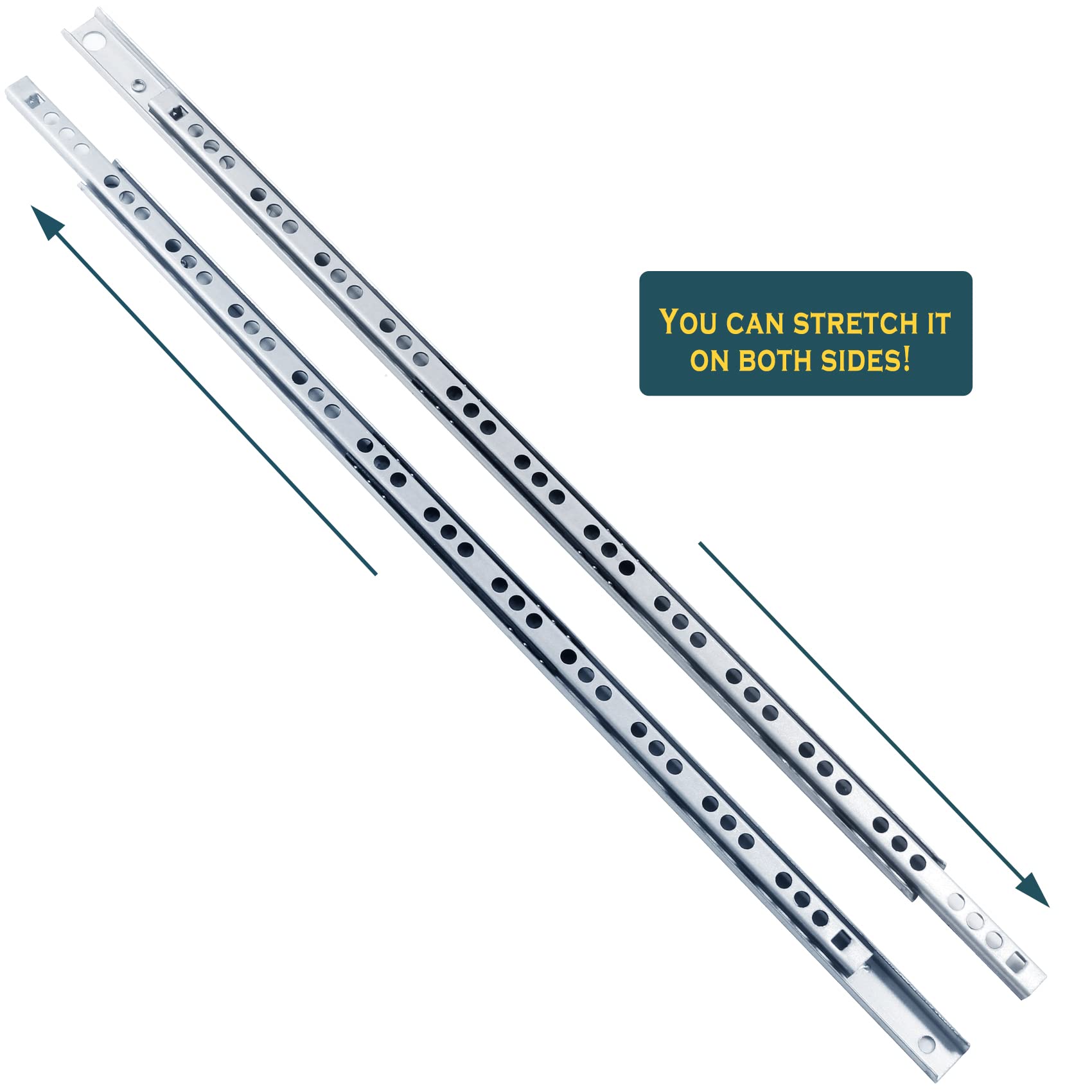 Uenhoy 1 Pair 16 Inch Full Extension Drawer Slides – 2-Way Ball Bearing Soft Close Slides (17mm X 406mm) For Cabinets, Desks, TV Stands – Silver