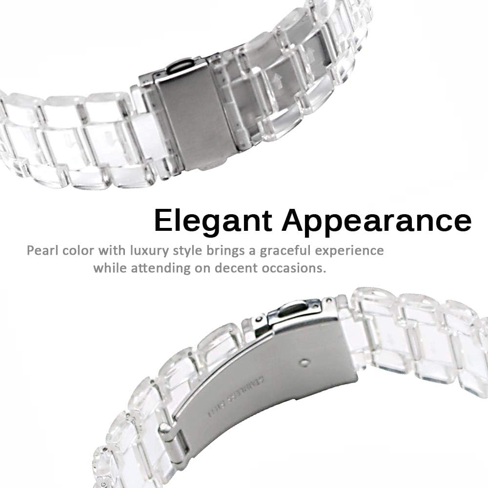 Miimall Resin Band for Samsung Galaxy Watch 7/6/5/4 40mm 44mm, 20mm Width Lightweight Classy Strap for Galaxy Watch FE 40mm, Waterproof Adjustable Galaxy Watch 6 4 Classic Resin Bands for Women Men image 2