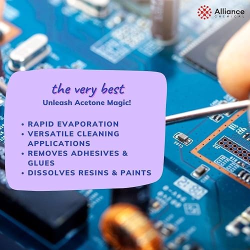 Miniatura 4 de Acetona 100% pura grado ACS  Botella de 1 pinta (16 onzas líquidas)  Disolvente de alta pureza para aplicaciones comerciales, domésticas e