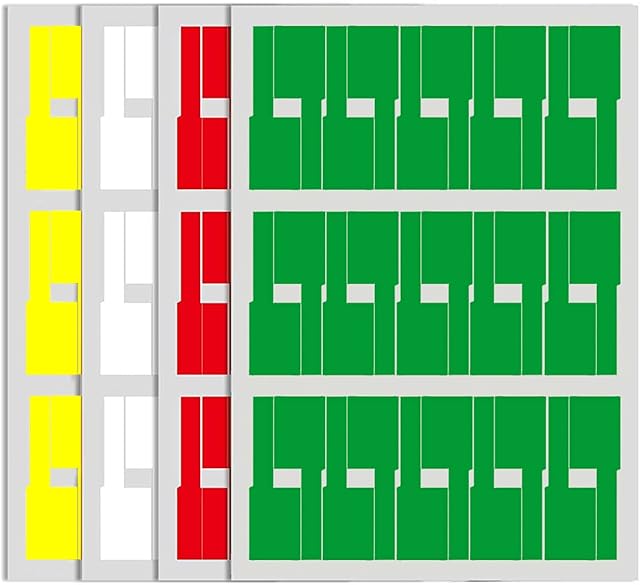 4 Colours Cable Labels Sticker, 4 Sheets Self-Adhesive Wire Labels, 120Pcs Waterproof Tear Resistant Cord Label Stickers