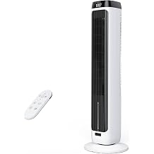 PNTCK 41" Evaporative Air Cooler Swamp Cooler with 3 Speeds, 5 Modes, 12H Timer, Remote, 80 Oscillation, LED Display, Bladeless Tower Fan Cooling Fan for Bedroom Office Large Room Indoor Use