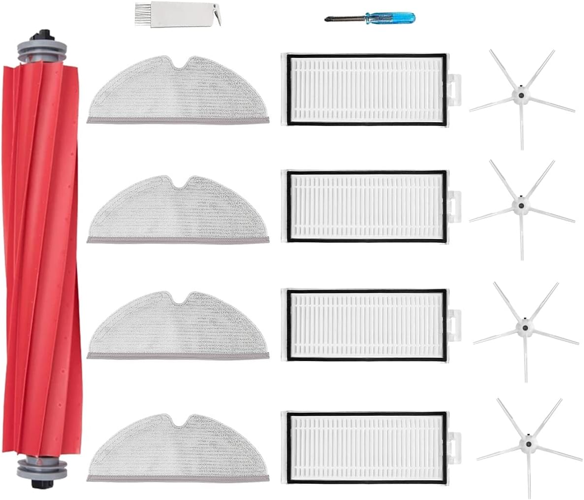 Main Brush Filter Mop Cloth Side Brush Accessories for Xiaomi Roborock Q7 Max Plus/ T8/ Q7 Max/Robot Vacuum Cleaner (White)