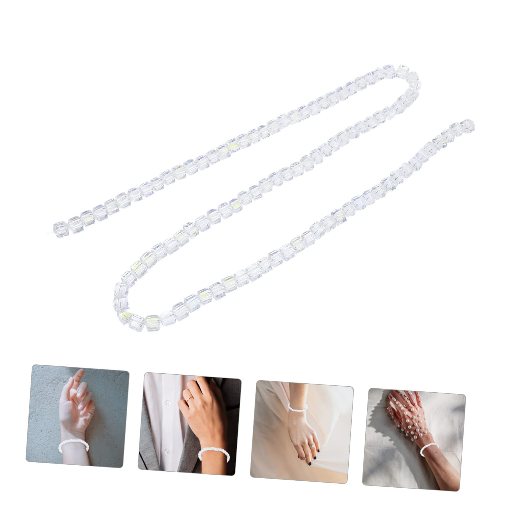 HOMSFOU 4 Stück Diy Quadratische Perlen für Schmuckherstellung Glasperlen für Armbänder Ohrringe und Haarschmuck Bastelzubehör für Kreative Diy Projekte pro Strang