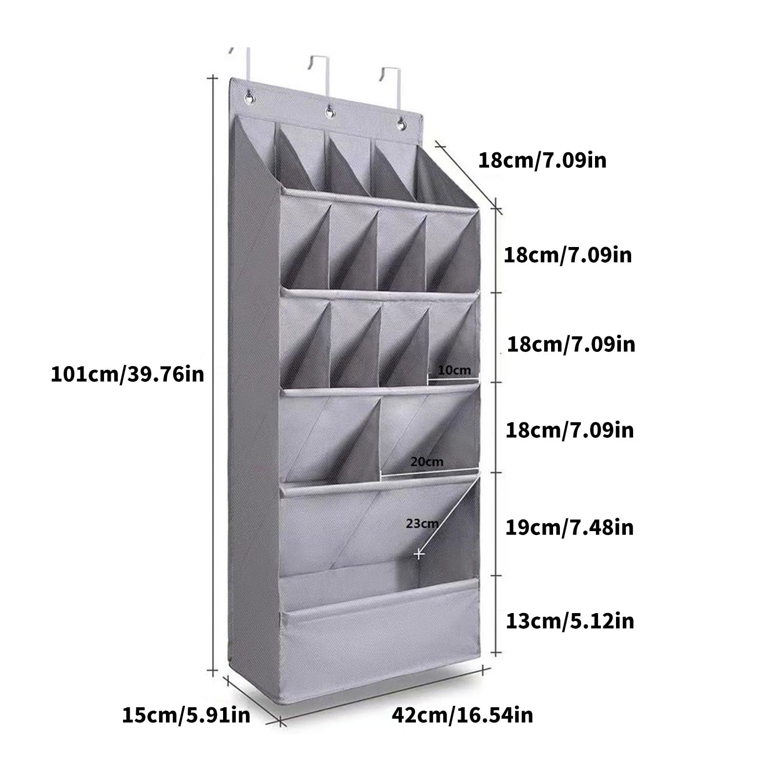 Colgador de zapatos para colgar en la puerta, gris 15 cuadrícula 1