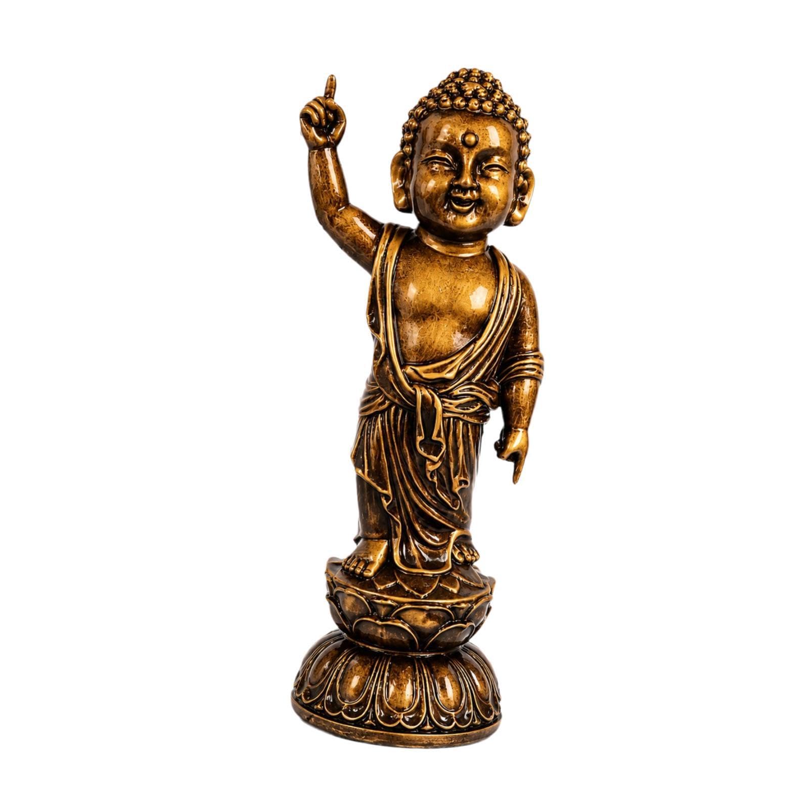 Estatua de Buda, Escultura de Buda, Adorno Religioso Decorativo de Escritorio, Figura de Resina para Estantería O Escritorio, 48x16cm
