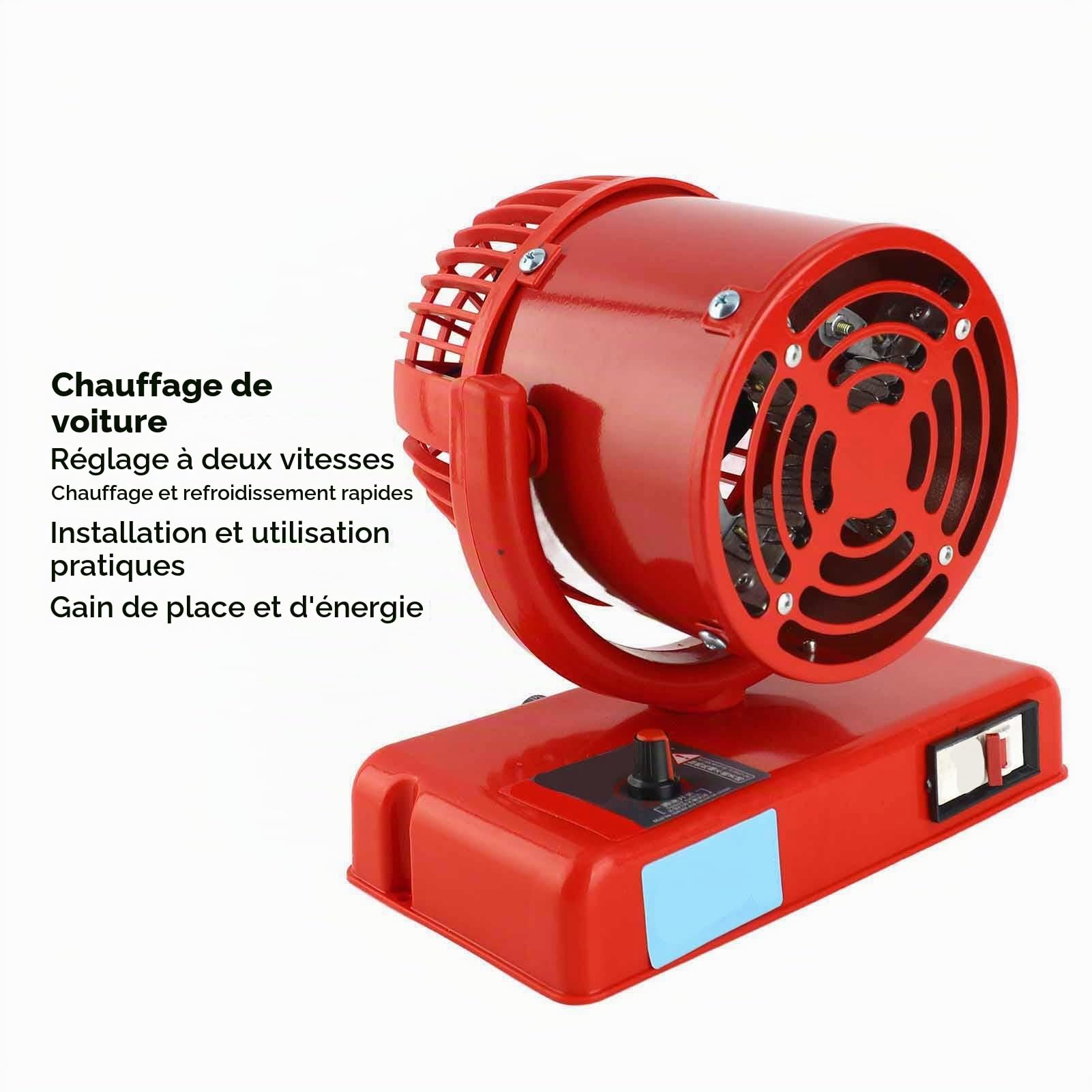KIMISS 1000W-1200W Désembueur de Voiture en Alliage d'aluminium Désembueur de Pare-Brise Portable Dégivreur Ventilateur de Refroidissement Rapide pour Voiture (Rouge) (12V)
