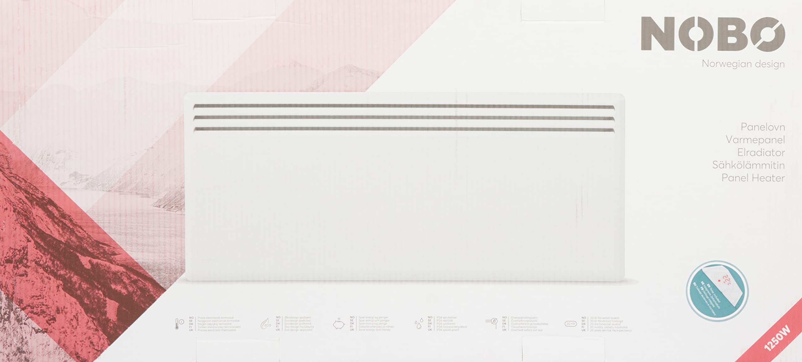Nobo ''Son Seri'' Programlanabilir NFK4T12 1250W Panel Isıtıcı, Standart
