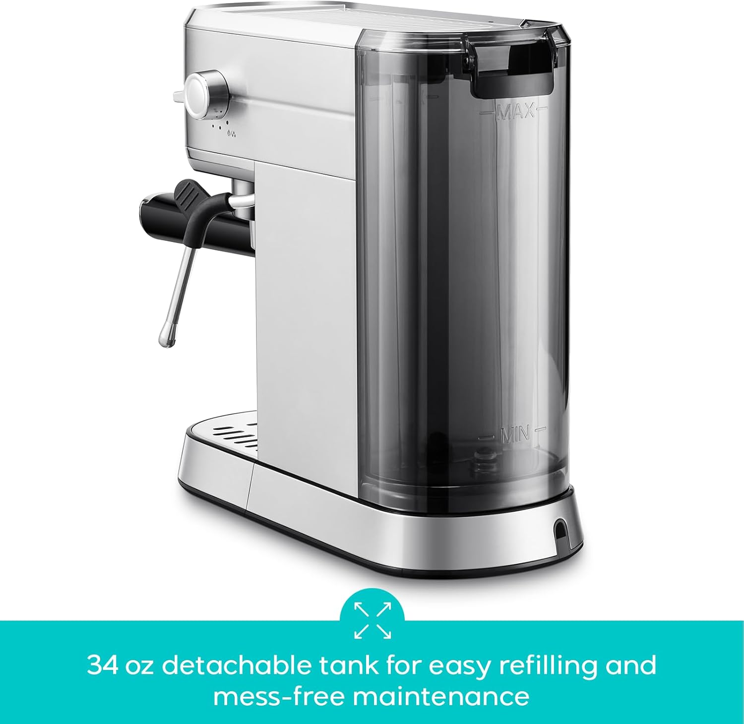 CASABREWS CM5418ECO Espresso Machine 20 Bar, PFAS-Free Espresso Maker with Steam Wand, Stainless Steel Coffee Machine with 34oz Removable Water Tank for Cappuccino, Small Latte Machine, Silver