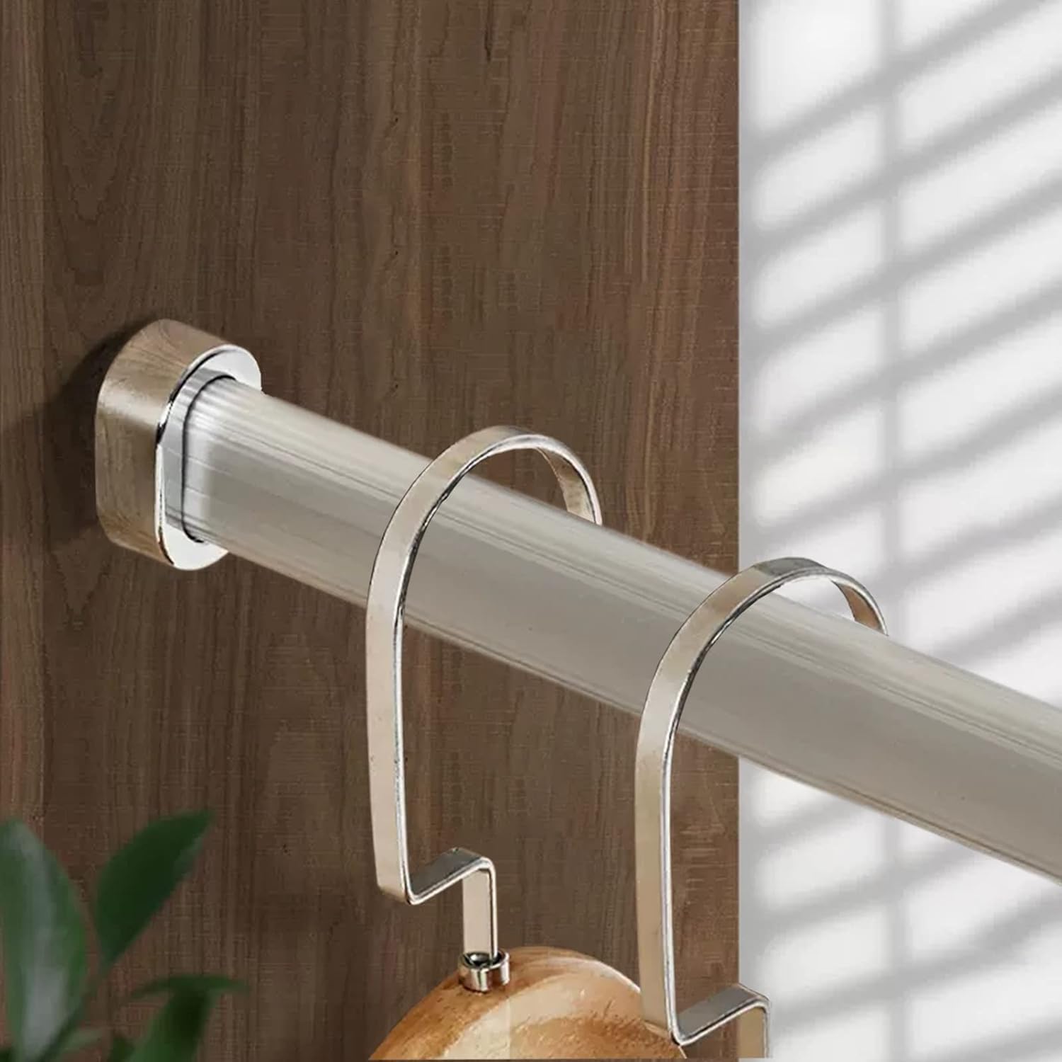 Oval Wardrobe Pole Aluminum,Wall Mounted Metal Closet Rods Clothes Hanger with 2 Sockets Screws, Bedroom Checkroom Armoires Rods,Silver,51.2in/130cm