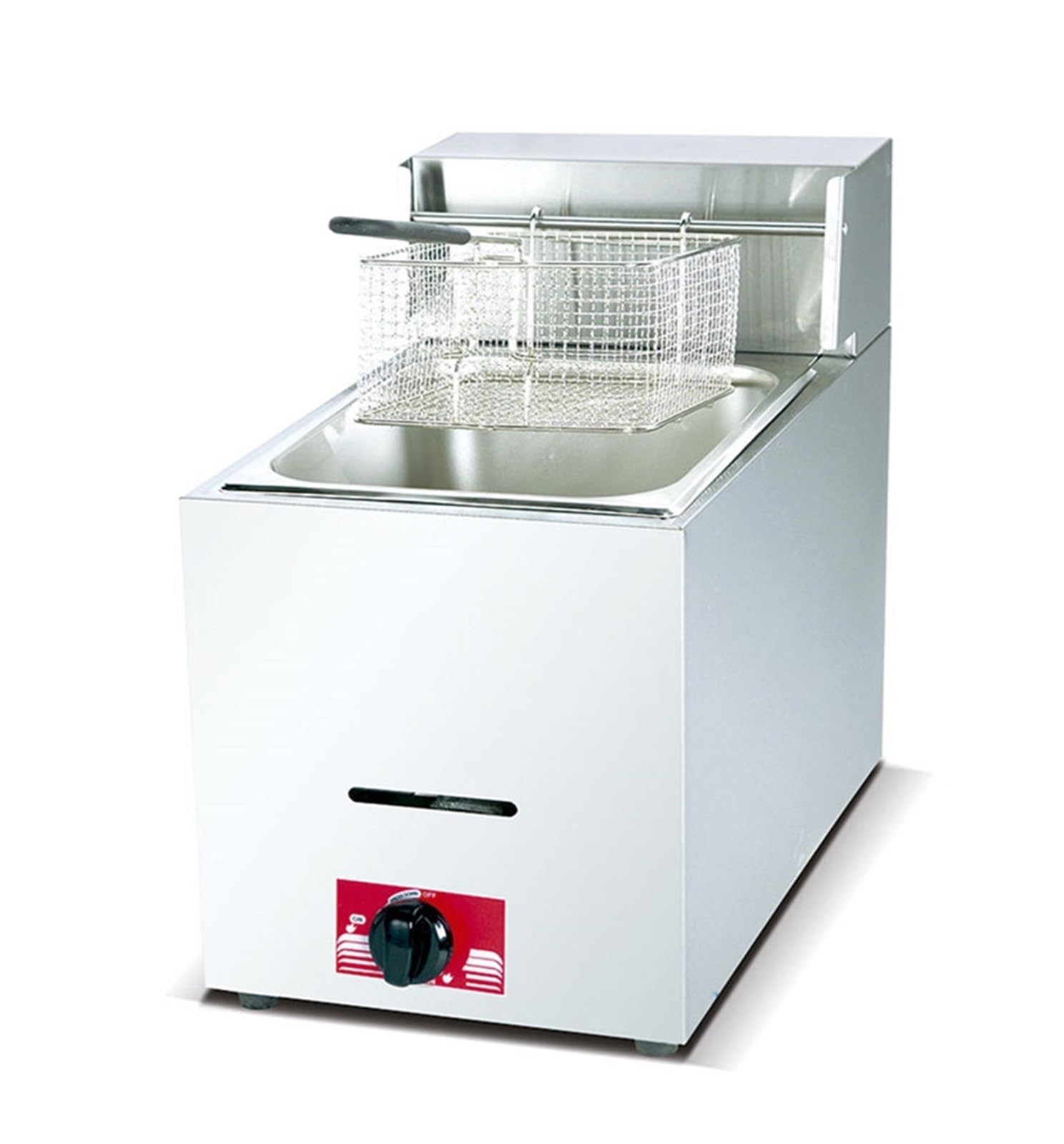 Freidora eléctrica papas fritas freidora de gas doble cilindro comercial acero inoxidable escritorio fácil limpiar Cocina Fácilmente Una Gran Variedad Alimentos(GF 71 single cylinder)