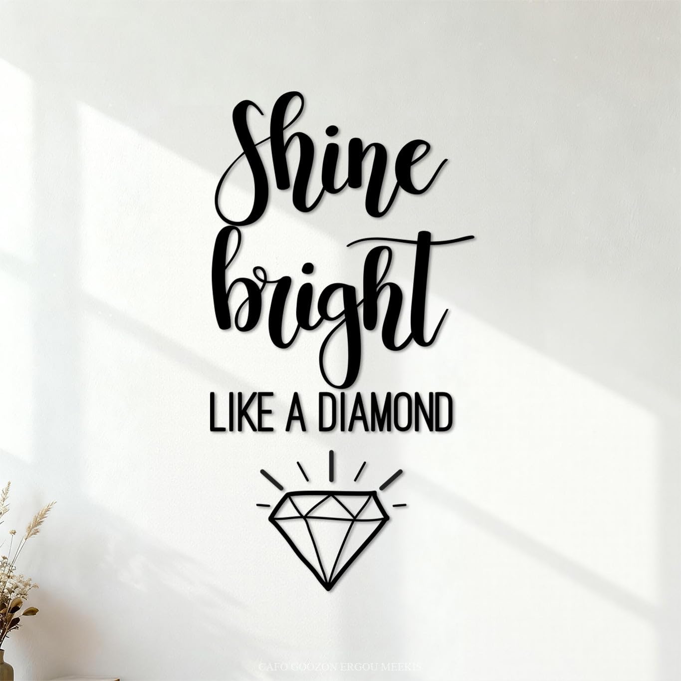Ergou Stickerdecal-81757 Shine Bright Like A Diamond Lettering Mural And Wall Vinyl Decal 34X64.4cm Waterproof Black