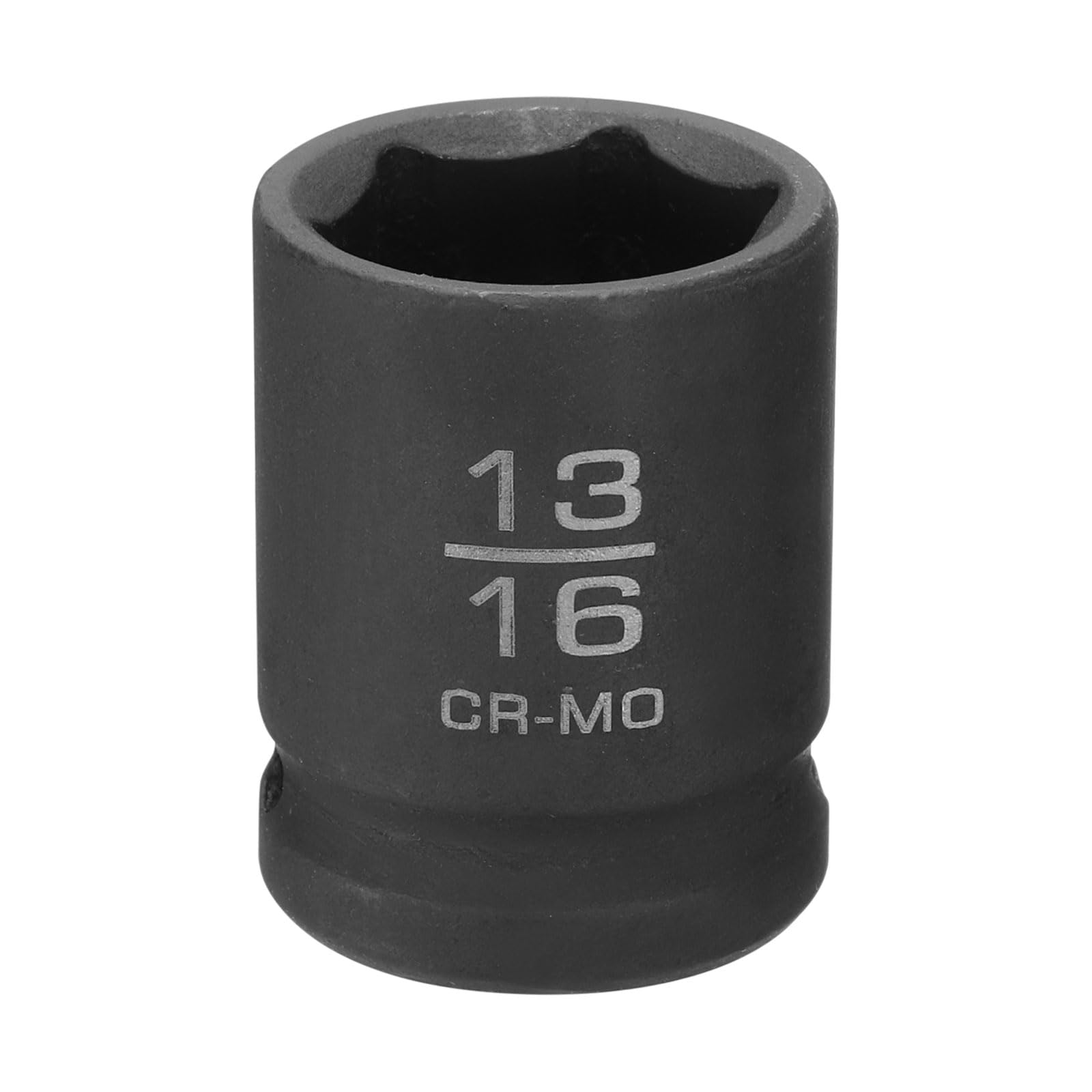 sourcing map 6 Point Shallow Impact Socket 13/16" Socket 1/2" Square Drive 38mm (1.5") Long 40CRMO for Home Auto Axle Hex Nuts Bolts Repair, Black