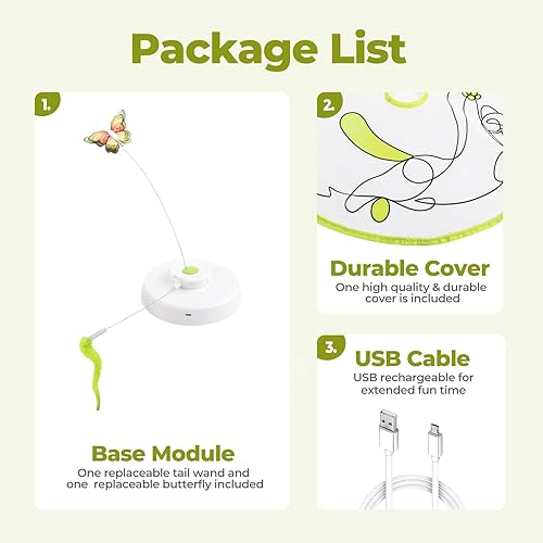 Vista 17 de ALL FOR PAWS Motion Activate - Juguetes interactivos para gatos, juguete de enriquecimiento de mariposa con un repuesto para gatos