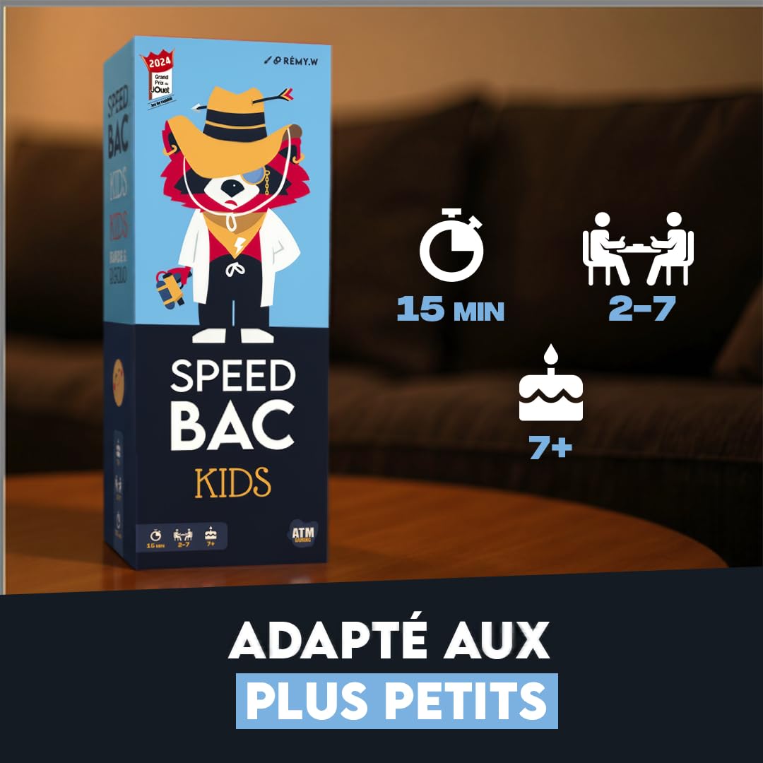 ATM Gaming Lot de 3 Speedbac - Jeux de société - Parfait pour Mettre l'ambiance - 2 à 7 Joueurs - Version Classique, Kids et Adultes