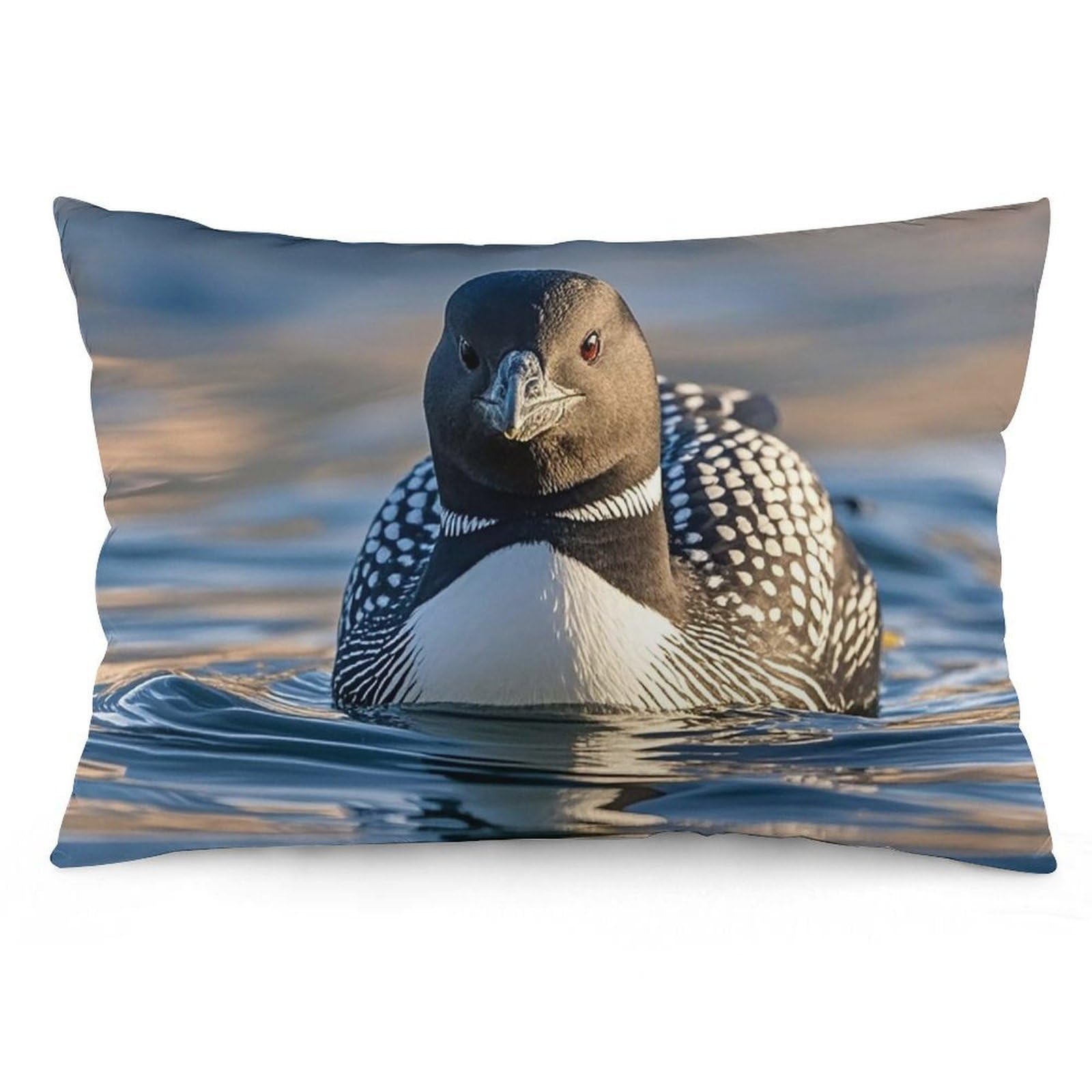 Velvet Pillowcases Standard Size 12 "x20, Ultra Soft Breathable Pillow Cases for Bed, Luxury Cozy Fuzzy Pillow Shams, Lumbar Pillow Cover, Loon Birds Cushion Case Home Decor