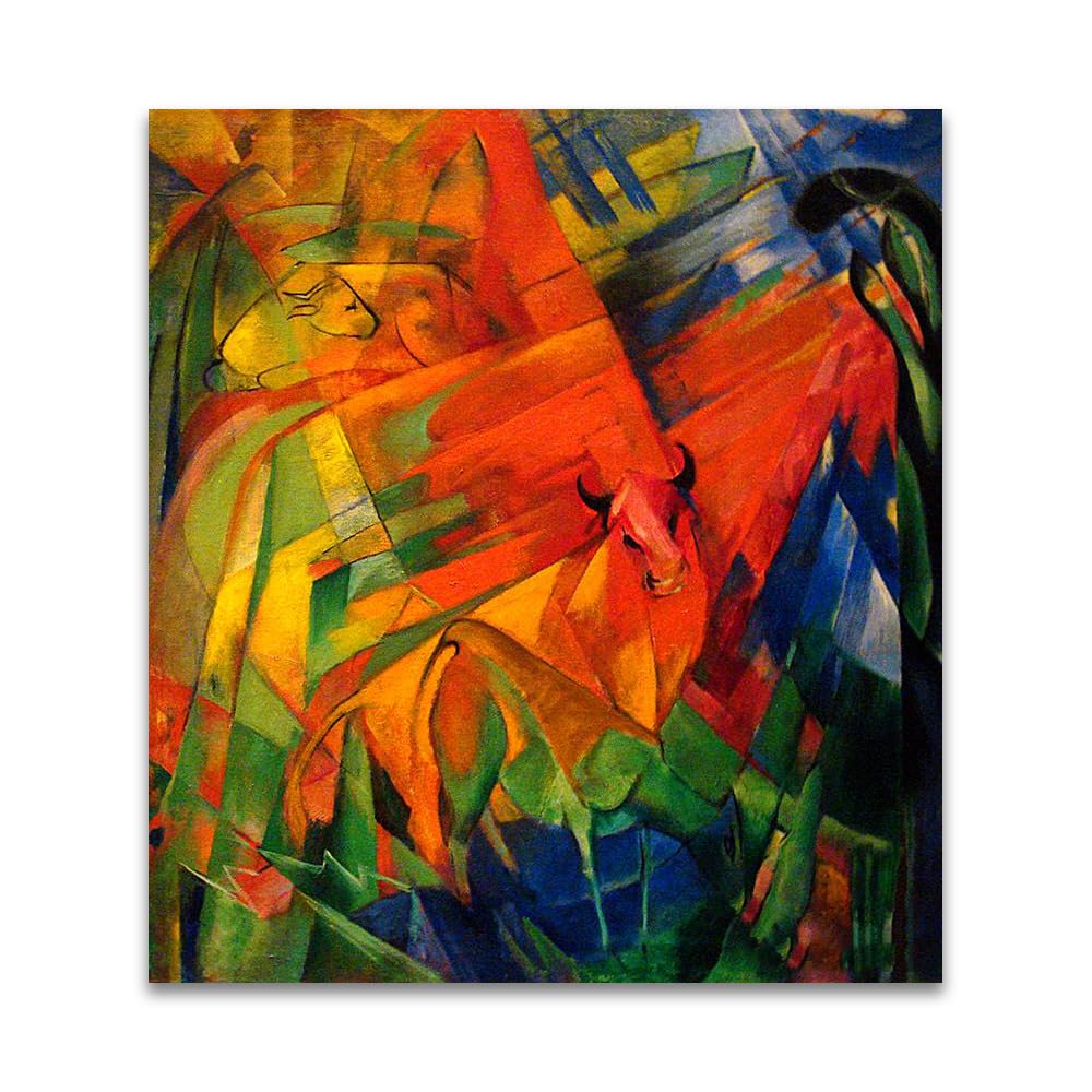 LZ6J8C9 Franz Marc《Animals in a landscape》Famous Canvas Painting Reproductions.(60x70cm(23.7x27.5in)/Frameless)