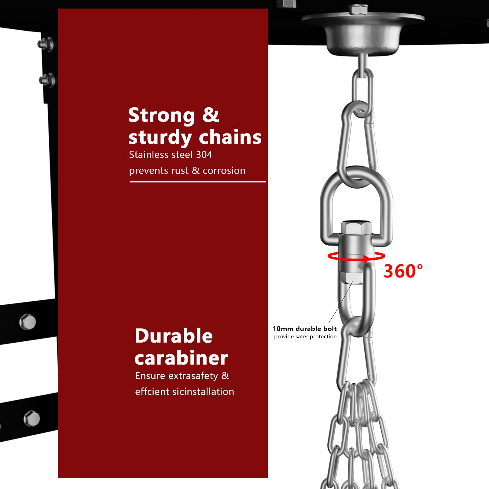 Support De Suspension YORWHIN à 360° – Pour Sac De Frappe, Hamac, Trapèze, Yoga, Jusqu’à 68 Kg