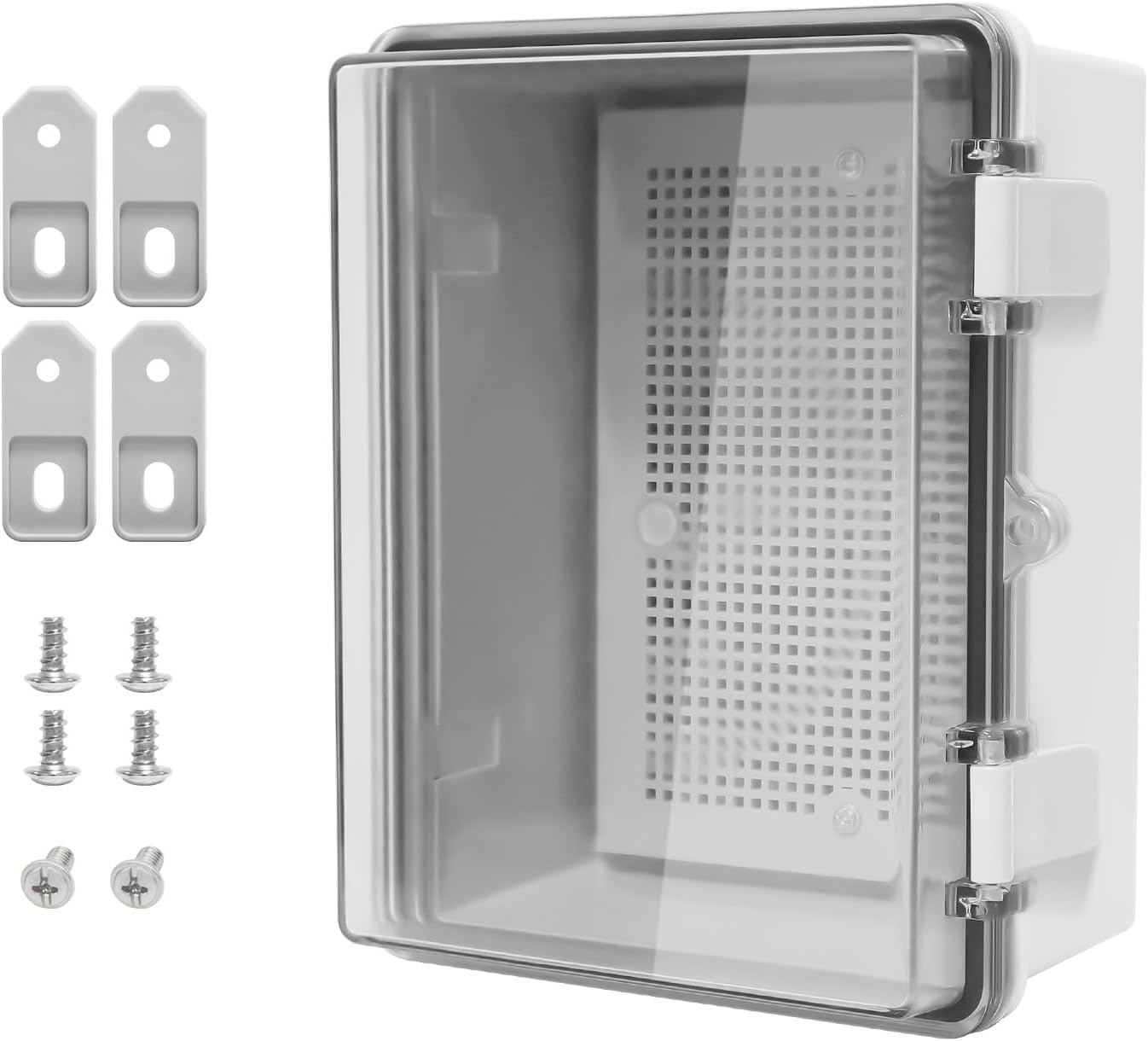 ABS Plastic Dustproof Waterproof IP65 Junction Box Hinged Shell Universal Electrical Project Enclosure Gray, with PC Transparent/Clear Cover 8.7" x 6.7" x 4.3"(220mmx170mmx110mm)