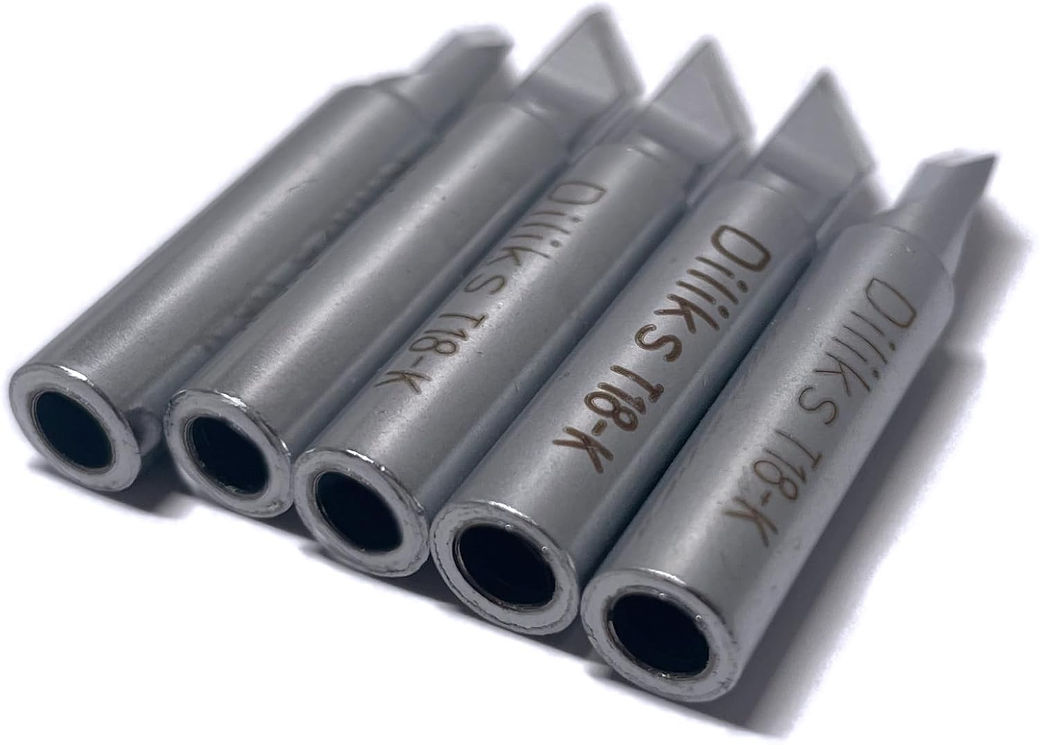 T18-K Soldering Iron Tips 5pcs Set, Knife tip, For HAKKO FX-888D FX-888 FX-8801 FX-600, 2.0mm/45° R5.0mm x 14.0mm