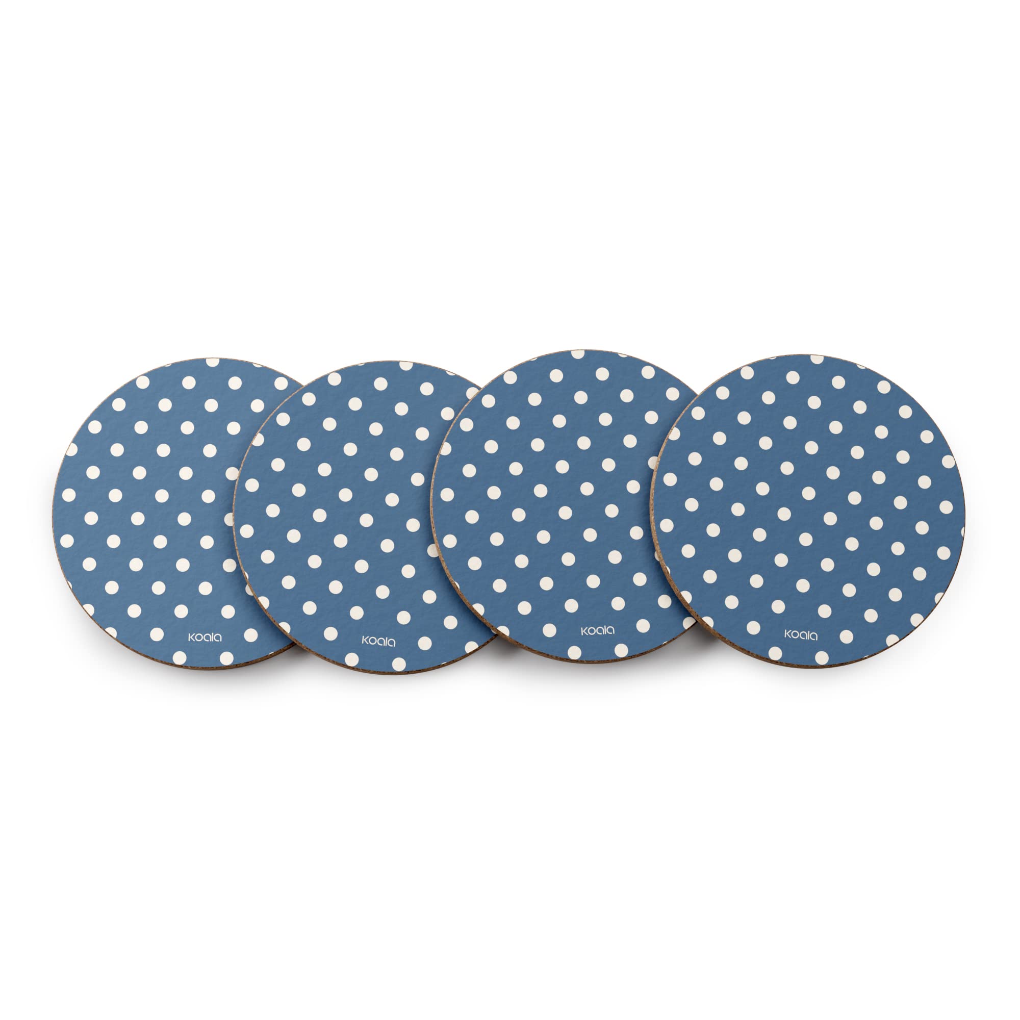 Koala Spain Posavasos Corcho 9.5 cm, Estampado Puntos Azul (4 Unidades)
