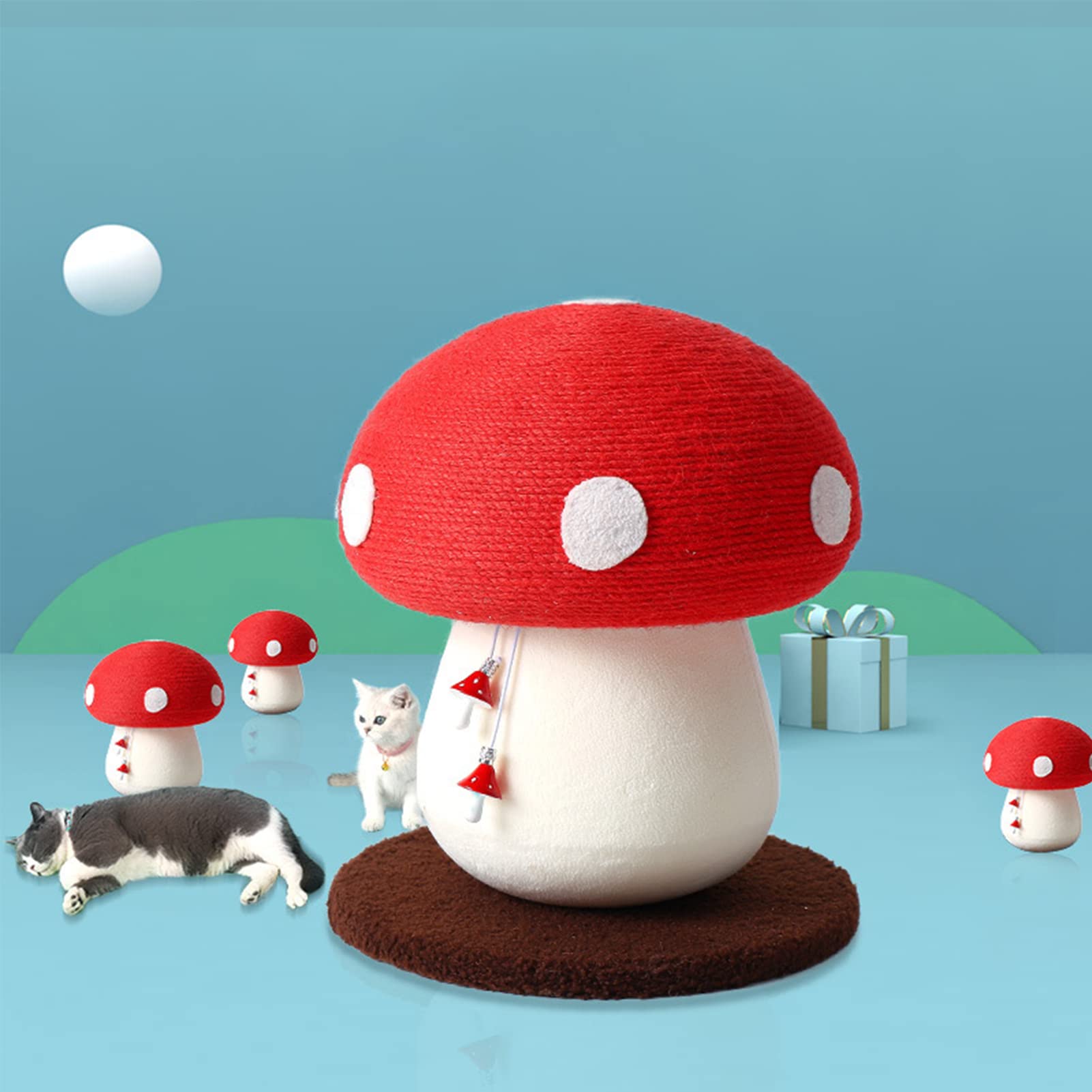 Griffoir pour Chat Champignon - Poteau à gratter pour Chaton avec Jouet d'exercice pour Chat Champignon - Le Chat interactif Multifonctionnel Joue Le grattoir Mignon de Chat pour Les Chats