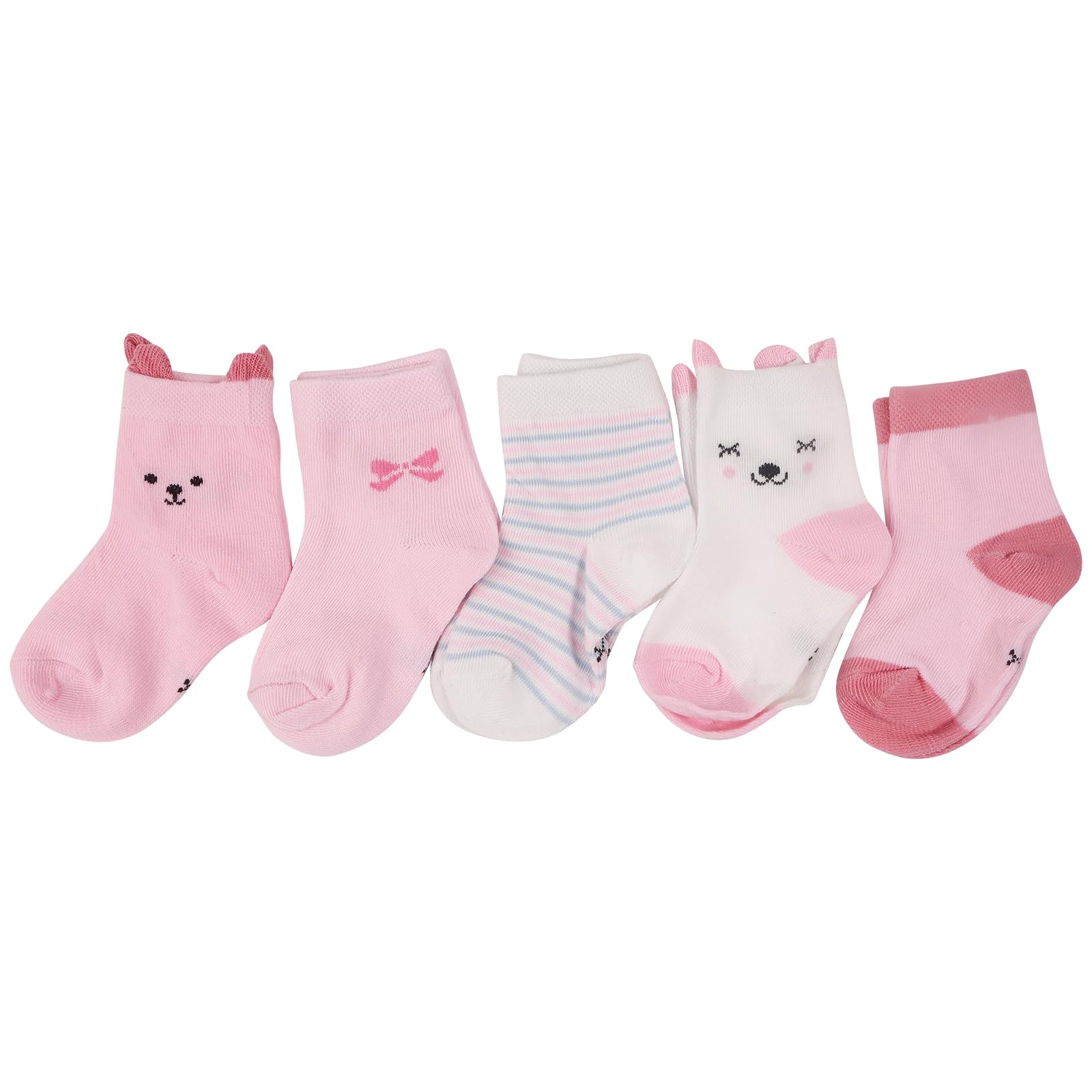 GRABAGECAN 5 Pairs Cartoon Baby Socks Spring Autumn Infant Girls Boys Ankle Socks Soft Breathable 0-6T Kid Short Socks