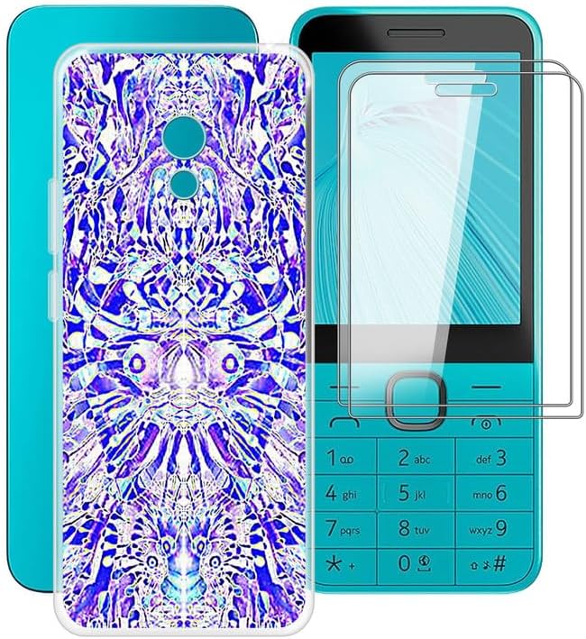 Phone Case for Nokia 235 4G 2024 (2.8") with 2 X Tempered Glass Film, Clear [Anti-Scratch X Shockproof] Soft TPU Bumper Protective Cover for Nokia 235 4G 2024 - Mirror Image