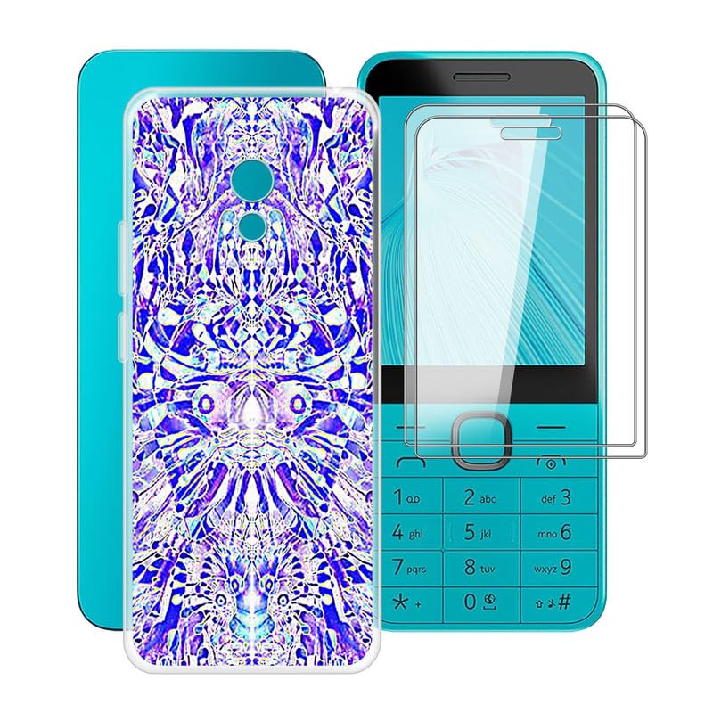 Phone Case for Nokia 235 4G 2024 (2.8") with 2 X Tempered Glass Film, Clear [Anti-Scratch X Shockproof] Soft TPU Bumper Protective Cover for Nokia 235 4G 2024 - Mirror Image