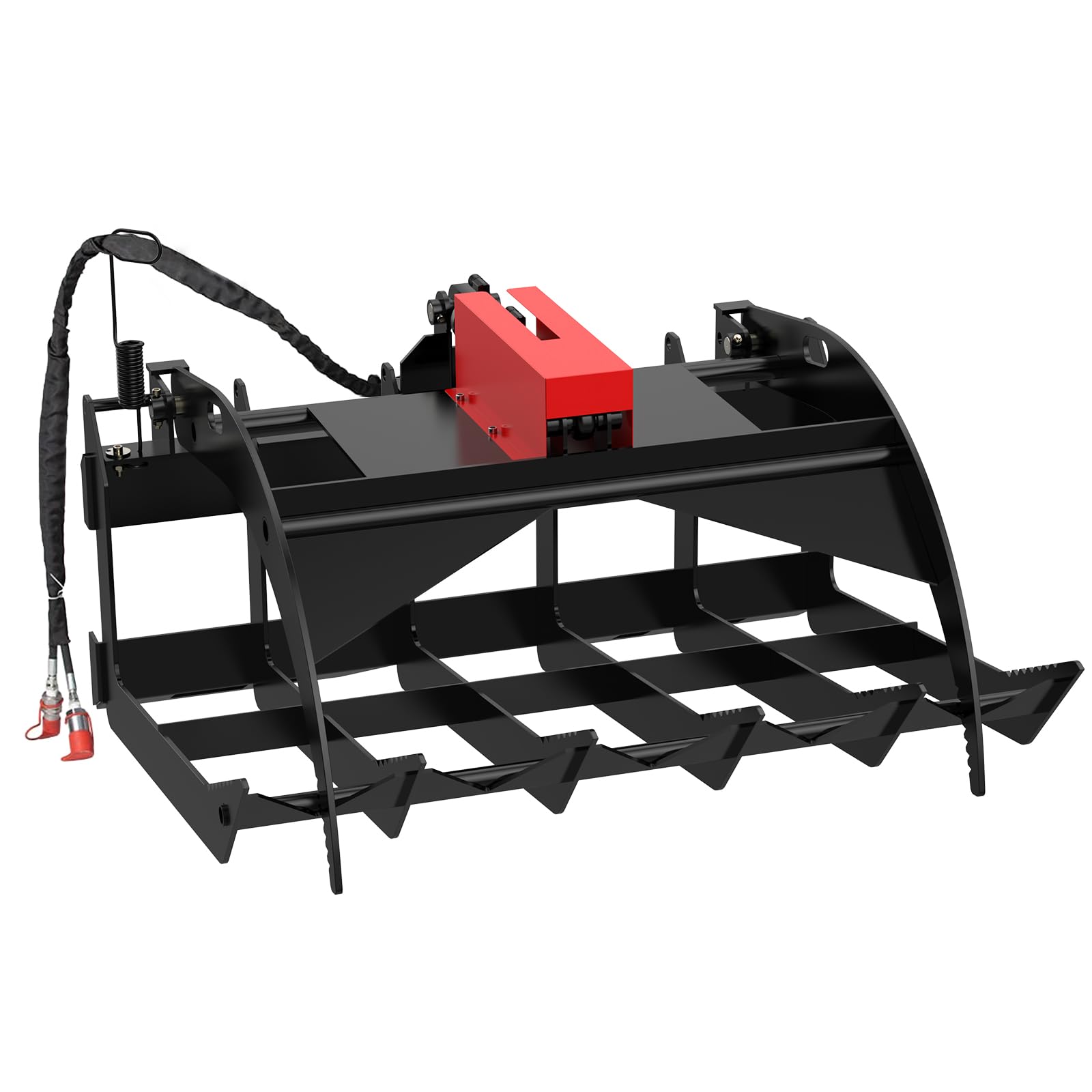 GAOMON Attachments 48" Grapple Bucket, Economy Skid Steer Root Grapple Rake Attachment, 3/8in Thick Steel Frame, Quick Tach Mounting System