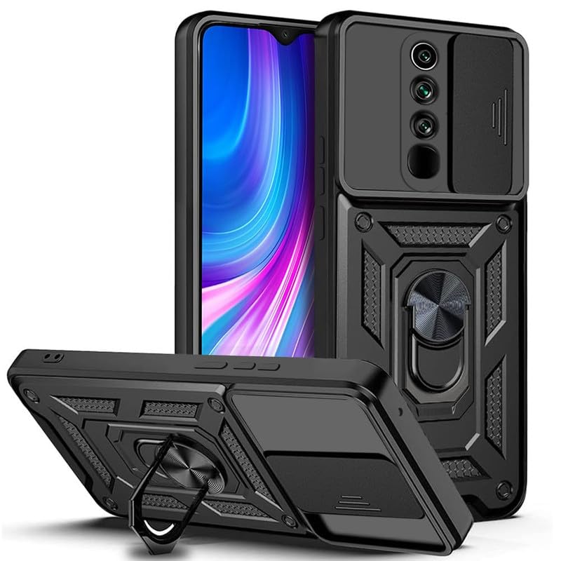 Image of MoreFit Hybrid Shockproof Bumper Defender Cover, Kick Stand Hybrid Desk Stand for Xiaomi Redmi Note 8 Pro - Black Shutter