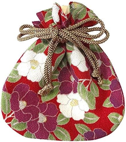 Amazon ワコモノ 和comono 和柄 巾着袋 ちりめん 和小物 和雑貨 和風小物 日本製 I 椿赤 和comono ワコモノ ポーチ