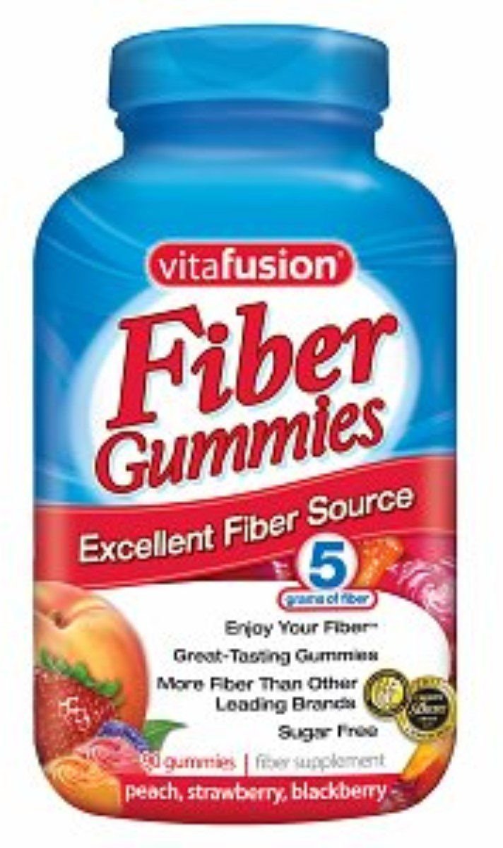 Vitafusion Fiber Gummies Fiber Supplement Peach, Strawberry and BlackBerry Flavors 90 Each (Pack of 2)