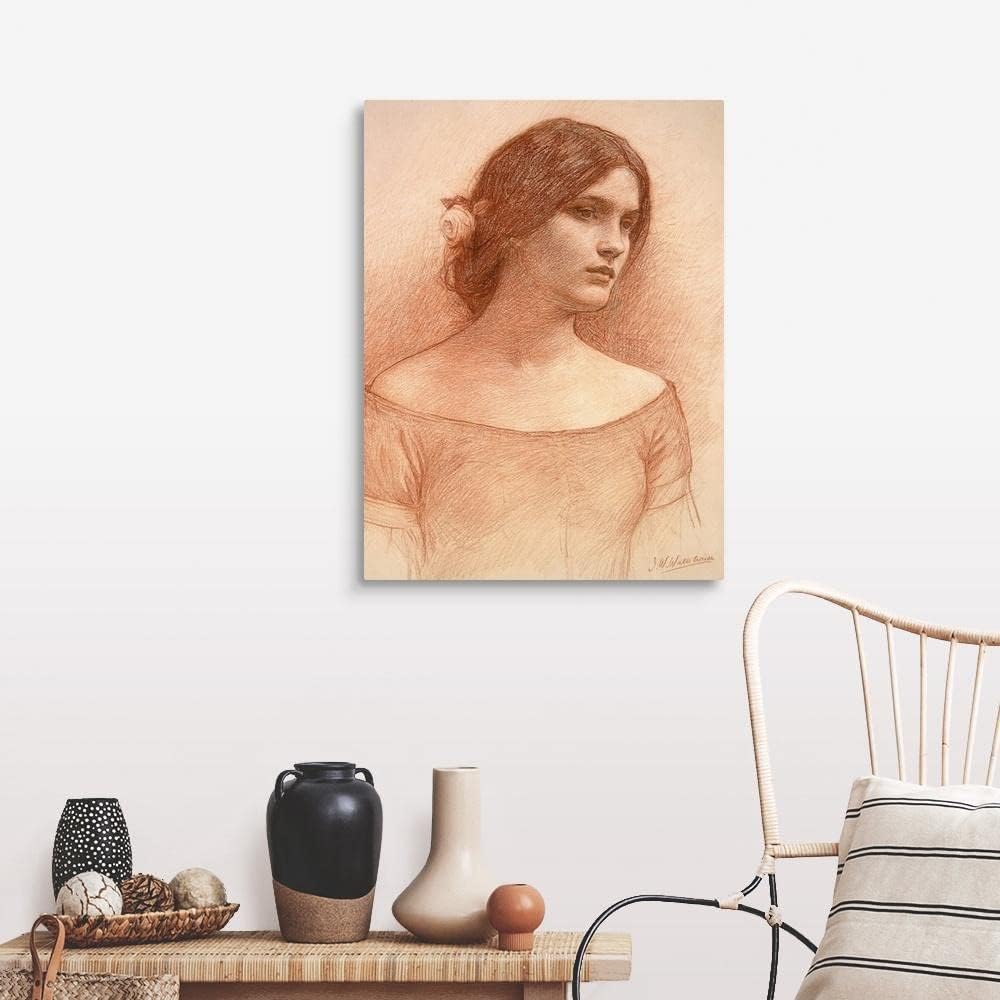 Paint by Numbers for Adults Beginner Easy Drawing DIY Oil Canvas Painting Kits with Brushes, Acrylic Pigment Arts Craft,Decoration Gift — Study for The Lady Clare 1900, by John William Waterhouse