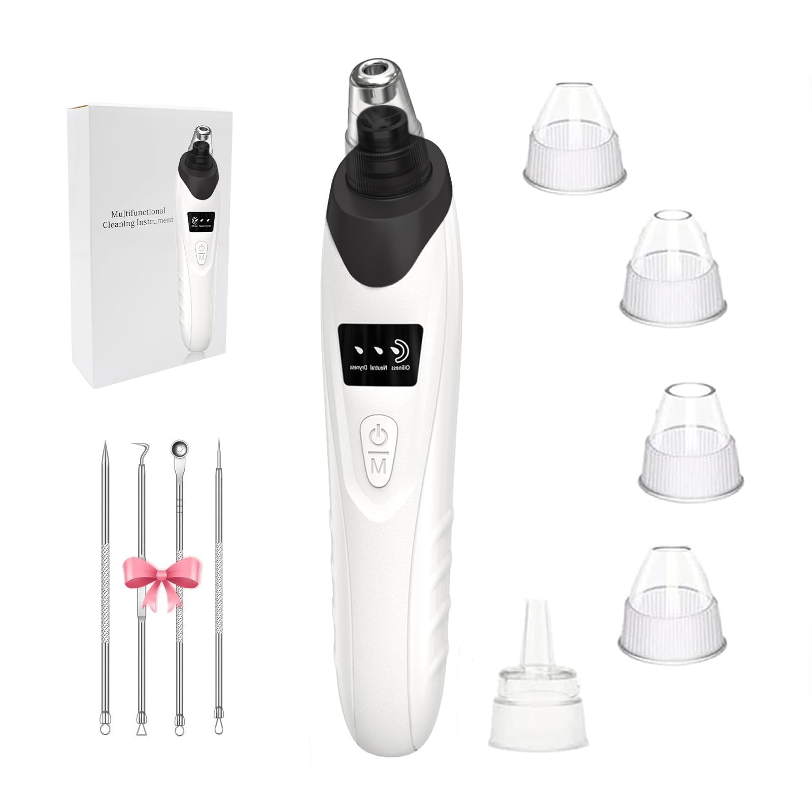 Extracteur de points noirs 2024, nettoyeur de pores du visage - 5 puissances d'aspiration, 5 sondes - Kit d'aspirateur électrique rechargeable par USB pour adultes