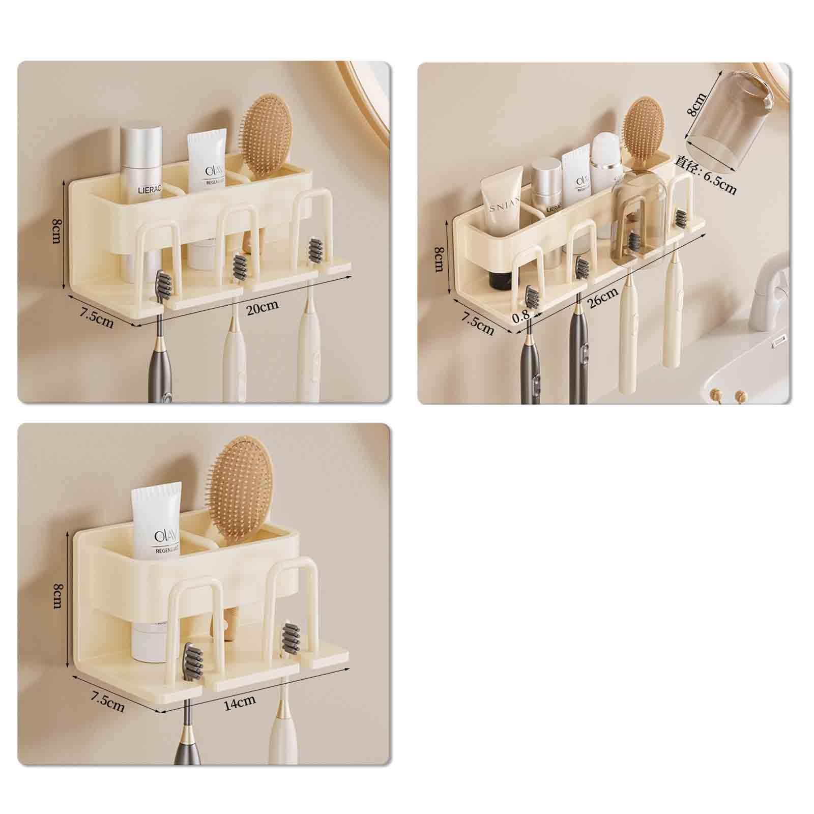 Dispensador Pasta Dientes Dispensador De Pasta De Dientes Organizador Baño Porta Cepillo Viaje Portacepillos De Dientes Pared Toothbrush Holder Adhesivo Montado En La Pared (White,14x7.5x8cm)