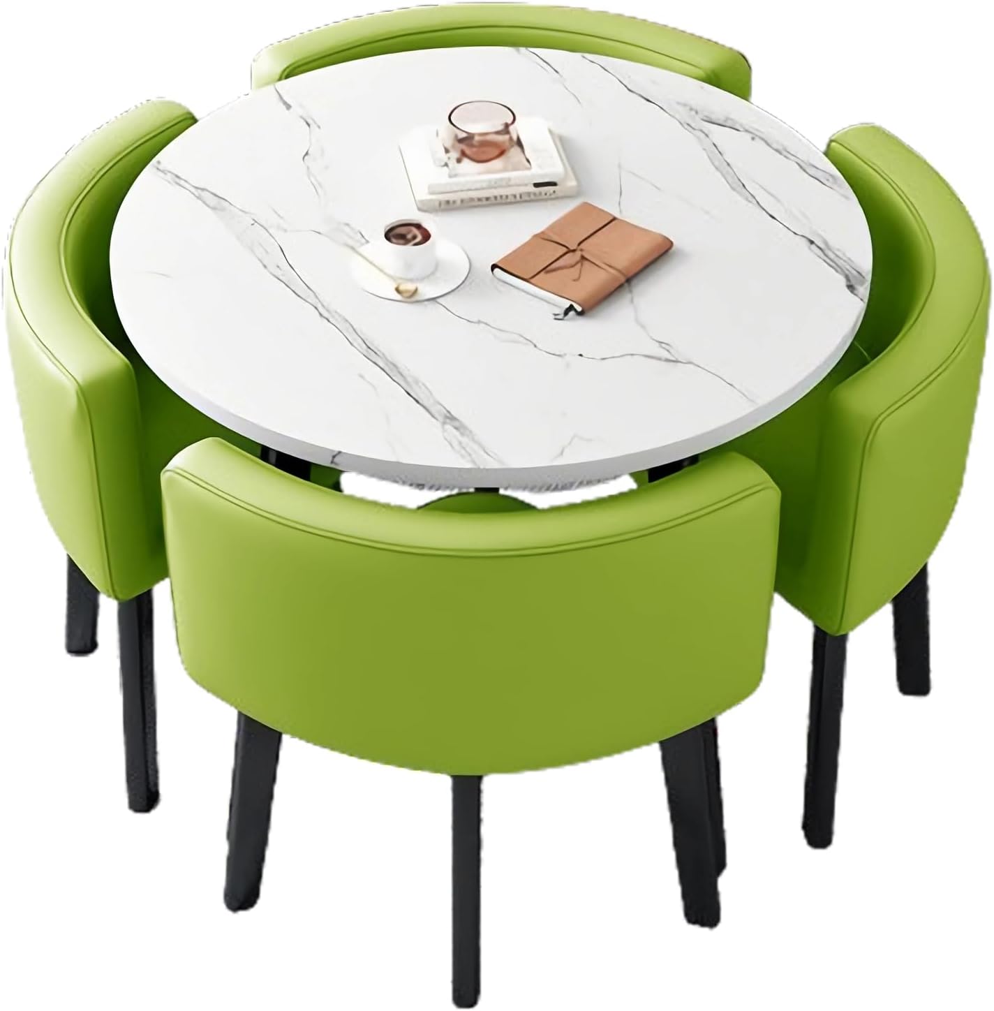 Office Reception Room Club Table and Chair Set, Reception Table and Chair Combination, Negotiation Table Sales Office Shops Meetings Small Round Tables (Green,Polyurethane)