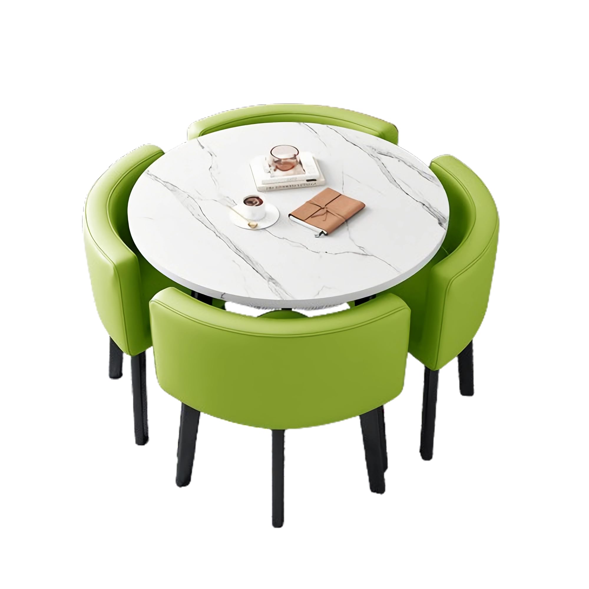 Office Reception Room Club Table and Chair Set, Reception Table and Chair Combination, Negotiation Table Sales Office Shops Meetings Small Round Tables (Green,Polyurethane)