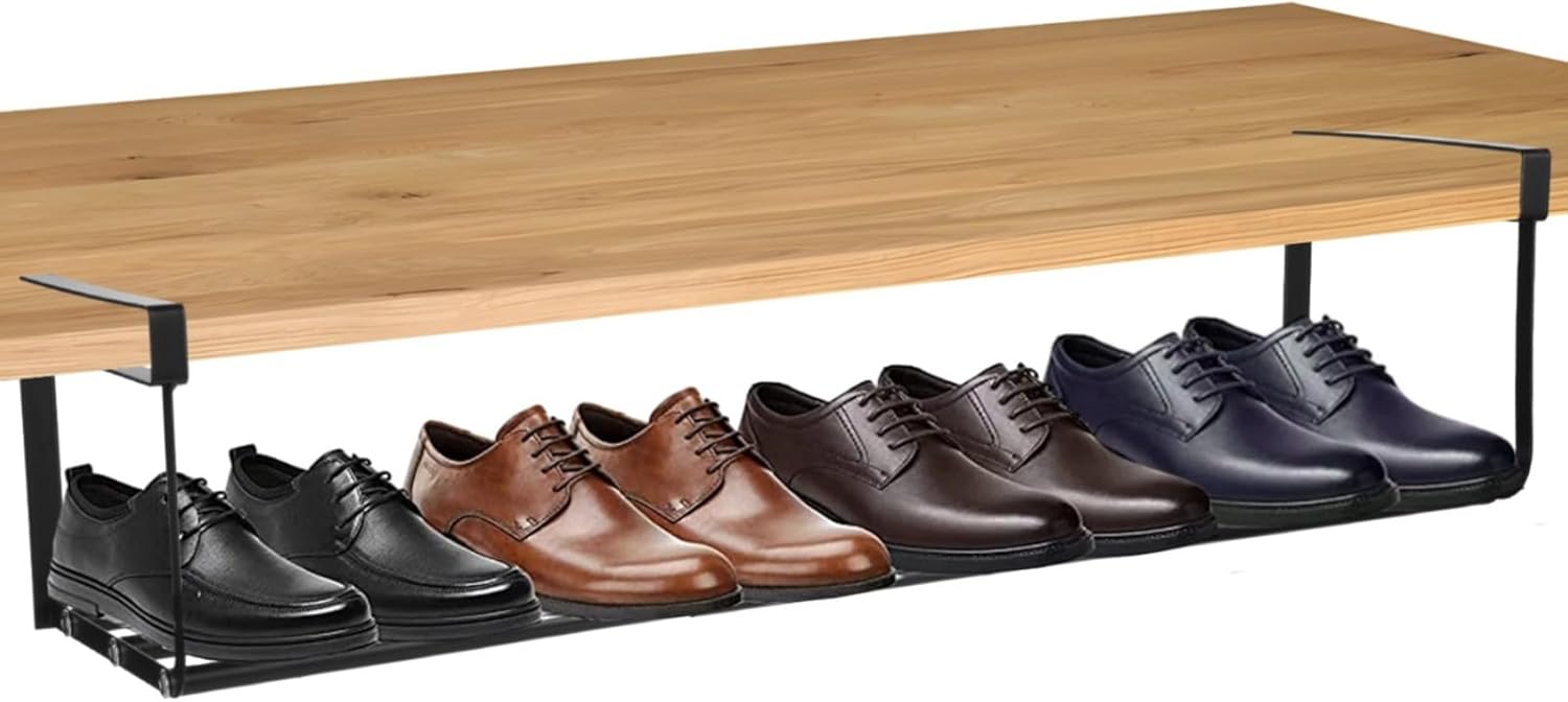 Retractable Under-Shelf Shoe Organizer, Adjustable and Expandable Hanging Rack for Cupboards, No Drilling Installation, Ideal for Pantry Storage