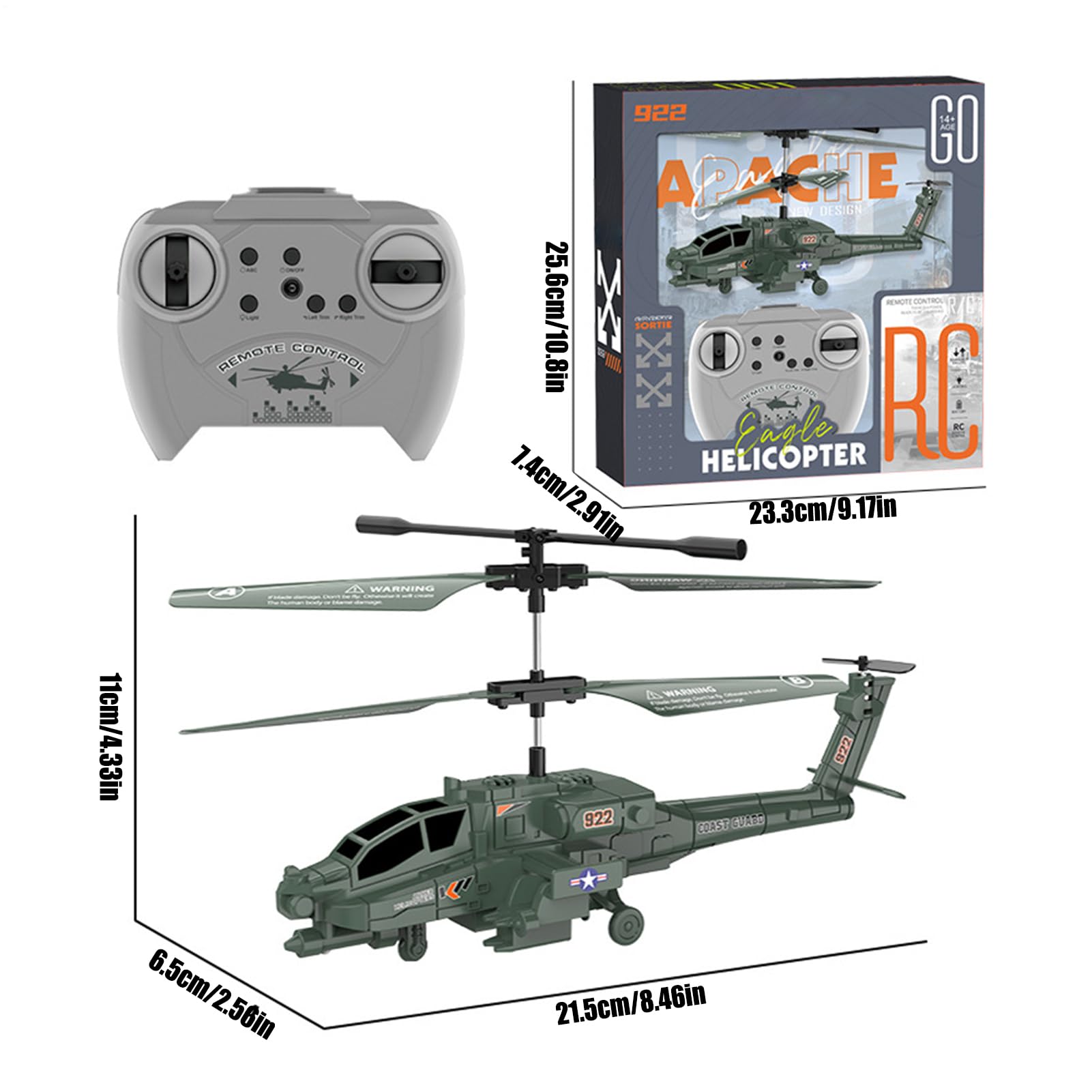 Generico Elicottero Telecomandato Per Adulti E Bambini, Volo Fluido, ABS, Giocattoli Per Aeroplani Telecomandati, Aereo RC Con A LED, Giocattolo Volante RC, Per Bambini Principianti 8+