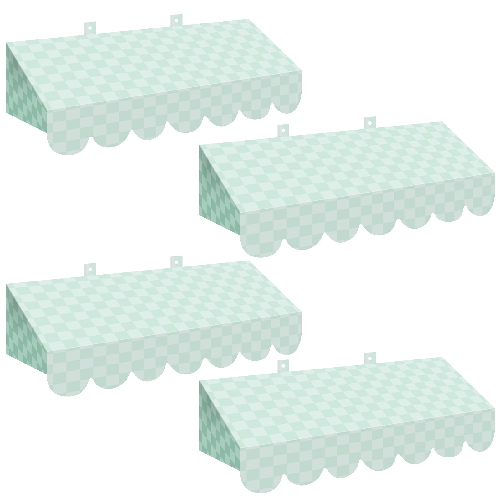 Tallew 4 Pcs 3D Cardboard Awning Wall Decor, Checkers, Mint