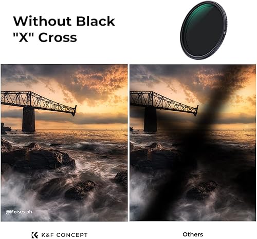 Miniatura 2 de K&F Concept Kit de filtro de lente y tapa de filtro variable ND2-32 de 2.835 in (2 piezas) Filtro de lente de densidad neutra ajustable con tapa de