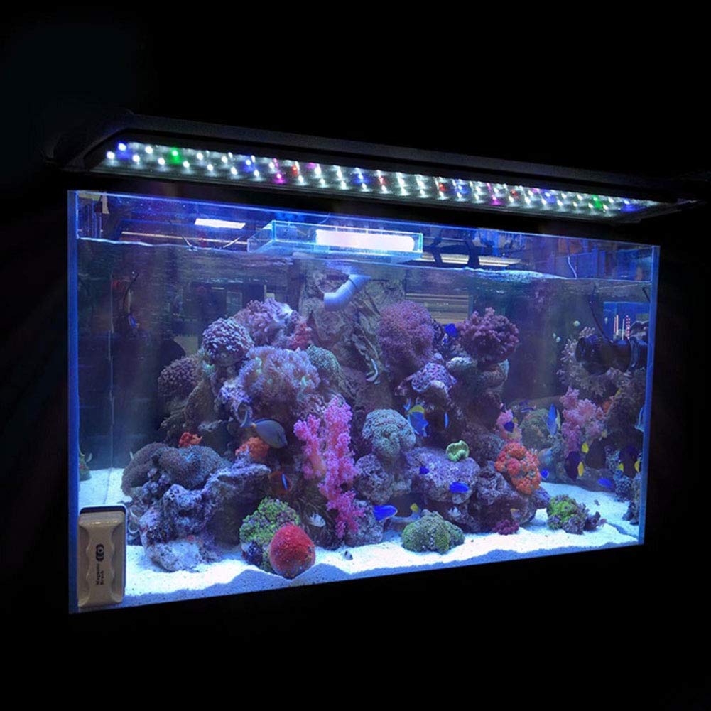 NANANA Pantalla Luz LED Acuario Lámpara de Iluminación para Acuarios Plantados Lampara LED para Peceras(Luz de Luna, Simulación de Luz Diurna, para Plantas de Agua Dulce y Salada),40cm